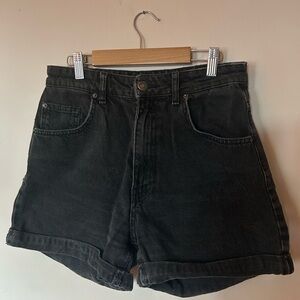 Bershka High Waist Charcoal Denim Shorts